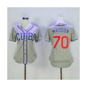 Women's Chicago Cubs #70 Joe Maddon Majestic Grey Cool Base Player Jersey