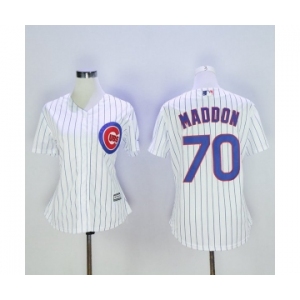 Women's Chicago Cubs #70 Joe Maddon Majestic White Home Cool Base Player Jersey