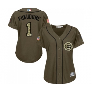 Women's Majestic Chicago Cubs #1 Kosuke Fukudome Authentic Green Salute to Service MLB Jersey