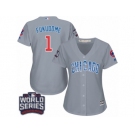 Women's Majestic Chicago Cubs #1 Kosuke Fukudome Authentic Grey Road 2016 World Series Bound Cool Base MLB Jersey