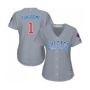 Women's Majestic Chicago Cubs #1 Kosuke Fukudome Authentic Grey Road MLB Jersey