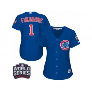 Women's Majestic Chicago Cubs #1 Kosuke Fukudome Authentic Royal Blue Alternate 2016 World Series Bound Cool Base MLB Jersey