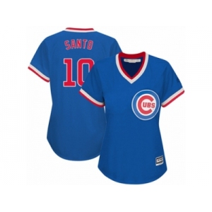Women's Majestic Chicago Cubs #10 Ron Santo Authentic Royal Blue Cooperstown MLB Jersey