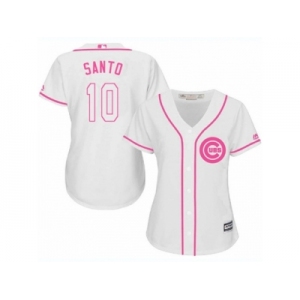 Women's Majestic Chicago Cubs #10 Ron Santo Authentic White Fashion MLB Jersey