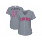 Women's Majestic Chicago Cubs #12 Kyle Schwarber Authentic Grey Mother's Day Cool Base MLB Jersey