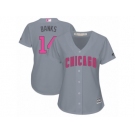 Women's Majestic Chicago Cubs #14 Ernie Banks Authentic Grey Mother's Day Cool Base MLB Jersey