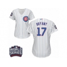 Women's Majestic Chicago Cubs #17 Kris Bryant Authentic White Home 2016 World Series Bound Cool Base MLB Jersey