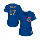 Women's Majestic Chicago Cubs #17 Mark Grace Authentic Royal Blue 2017 Gold Champion MLB Jersey