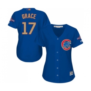Women's Majestic Chicago Cubs #17 Mark Grace Authentic Royal Blue 2017 Gold Champion MLB Jersey