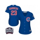 Women's Majestic Chicago Cubs #23 Ryne Sandberg Authentic Royal Blue Alternate 2016 World Series Bound Cool Base MLB Jersey