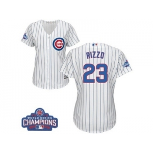 Women's Majestic Chicago Cubs #23 Ryne Sandberg Authentic White Home 2016 World Series Champions Cool Base MLB Jersey