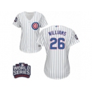 Women's Majestic Chicago Cubs #26 Billy Williams Authentic White Home 2016 World Series Bound Cool Base MLB Jersey