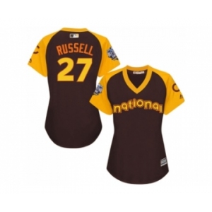 Women's Majestic Chicago Cubs #27 Addison Russell Authentic Brown 2016 All-Star National League BP Cool Base MLB Jersey