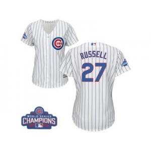 Women's Majestic Chicago Cubs #27 Addison Russell Authentic White Home 2016 World Series Champions Cool Base MLB Jersey