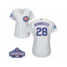 Women's Majestic Chicago Cubs #28 Kyle Hendricks Authentic White Home 2016 World Series Champions Cool Base MLB Jersey