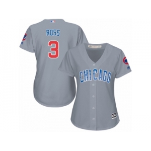 Women's Majestic Chicago Cubs #3 David Ross Authentic Grey Road MLB Jersey
