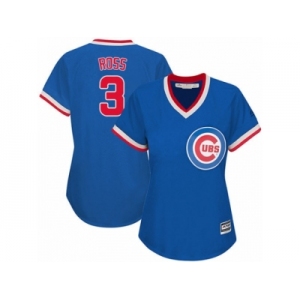 Women's Majestic Chicago Cubs #3 David Ross Authentic Royal Blue Cooperstown MLB Jersey