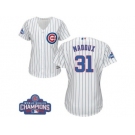 Women's Majestic Chicago Cubs #31 Greg Maddux Authentic White Home 2016 World Series Champions Cool Base MLB Jersey