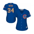 Women's Majestic Chicago Cubs #34 Kerry Wood Authentic Royal Blue 2017 Gold Champion MLB Jersey