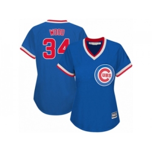 Women's Majestic Chicago Cubs #34 Kerry Wood Authentic Royal Blue Cooperstown MLB Jersey