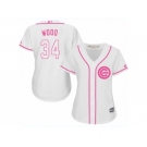 Women's Majestic Chicago Cubs #34 Kerry Wood Authentic White Fashion MLB Jersey