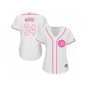 Women's Majestic Chicago Cubs #34 Kerry Wood Authentic White Fashion MLB Jersey
