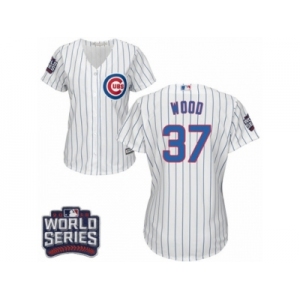 Women's Majestic Chicago Cubs #37 Travis Wood Authentic White Home 2016 World Series Bound Cool Base MLB Jersey