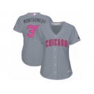 Women's Majestic Chicago Cubs #38 Mike Montgomery Authentic Grey Mother's Day Cool Base MLB Jersey