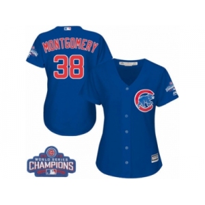 Women's Majestic Chicago Cubs #38 Mike Montgomery Authentic Royal Blue Alternate 2016 World Series Champions Cool Base MLB Jersey