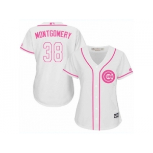 Women's Majestic Chicago Cubs #38 Mike Montgomery Authentic White Fashion MLB Jersey