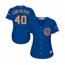 Women's Majestic Chicago Cubs #40 Willson Contreras Authentic Royal Blue 2017 Gold Champion MLB Jersey