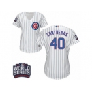 Women's Majestic Chicago Cubs #40 Willson Contreras Authentic White Home 2016 World Series Bound Cool Base MLB Jersey