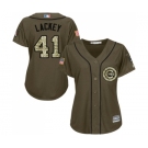 Women's Majestic Chicago Cubs #41 John Lackey Authentic Green Salute to Service MLB Jersey