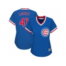 Women's Majestic Chicago Cubs #41 John Lackey Authentic Royal Blue Cooperstown MLB Jersey