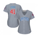 Women's Majestic Chicago Cubs #41 Steve Cishek Authentic Grey Road MLB Jersey