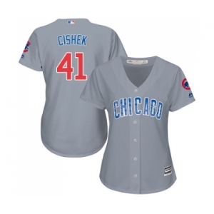 Women's Majestic Chicago Cubs #41 Steve Cishek Authentic Grey Road MLB Jersey