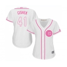 Women's Majestic Chicago Cubs #41 Steve Cishek Authentic White Fashion MLB Jersey