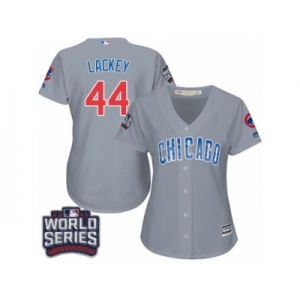 Women's Majestic Chicago Cubs #44 Anthony Rizzo Authentic Grey Road 2016 World Series Bound Cool Base MLB Jersey