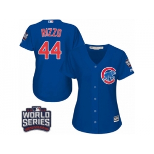 Women's Majestic Chicago Cubs #44 Anthony Rizzo Authentic Royal Blue Alternate 2016 World Series Bound Cool Base MLB Jersey
