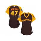 Women's Majestic Chicago Cubs #47 Miguel Montero Authentic Brown 2016 All-Star National League BP Cool Base MLB Jersey