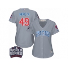 Women's Majestic Chicago Cubs #49 Jake Arrieta Authentic Grey Road 2016 World Series Bound Cool Base MLB Jersey