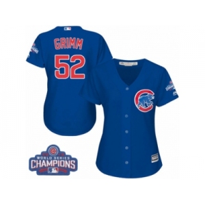 Women's Majestic Chicago Cubs #52 Justin Grimm Authentic Royal Blue Alternate 2016 World Series Champions Cool Base MLB Jersey