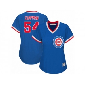 Women's Majestic Chicago Cubs #54 Aroldis Chapman Authentic Royal Blue Cooperstown MLB Jersey