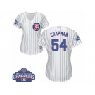 Women's Majestic Chicago Cubs #54 Aroldis Chapman Authentic White Home 2016 World Series Champions Cool Base MLB Jersey