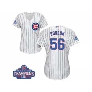 Women's Majestic Chicago Cubs #56 Hector Rondon Authentic White Home 2016 World Series Champions Cool Base MLB Jersey