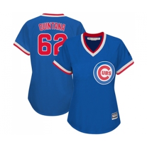 Women's Majestic Chicago Cubs #62 Jose Quintana Authentic Royal Blue Cooperstown MLB Jersey