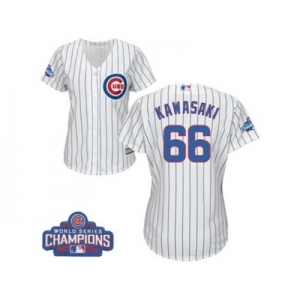 Women's Majestic Chicago Cubs #66 Munenori Kawasaki Authentic White Home 2016 World Series Champions Cool Base MLB Jersey