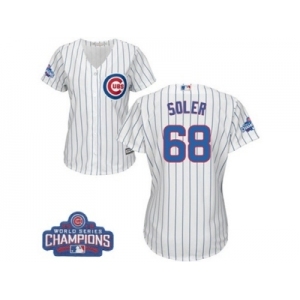 Women's Majestic Chicago Cubs #68 Jorge Soler Authentic White Home 2016 World Series Champions Cool Base MLB Jersey