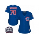 Women's Majestic Chicago Cubs #70 Joe Maddon Authentic Royal Blue Alternate 2016 World Series Bound Cool Base MLB Jersey
