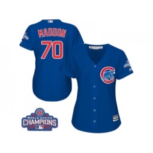 Women's Majestic Chicago Cubs #70 Joe Maddon Authentic Royal Blue Alternate 2016 World Series Champions Cool Base MLB Jersey